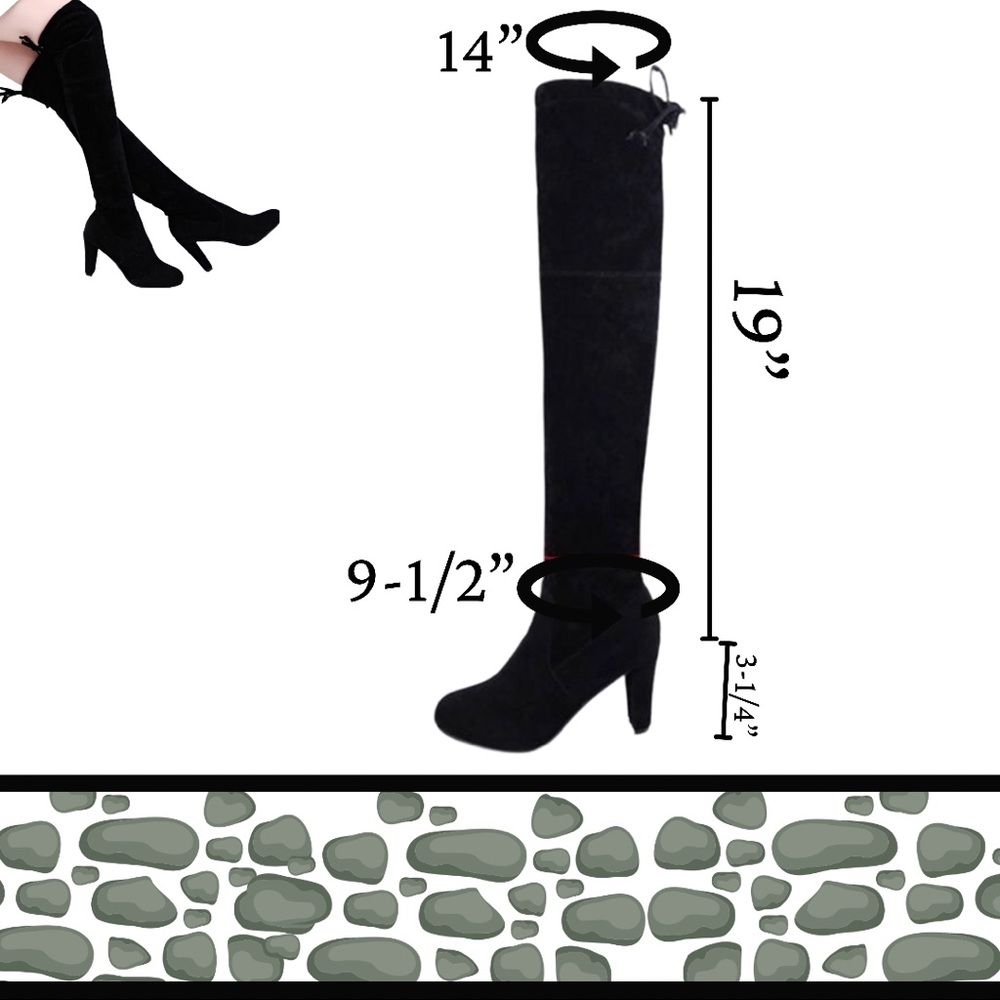 Over the Knee Faux Suede Black 3” Heel Boots NEW - Picture 6 of 6